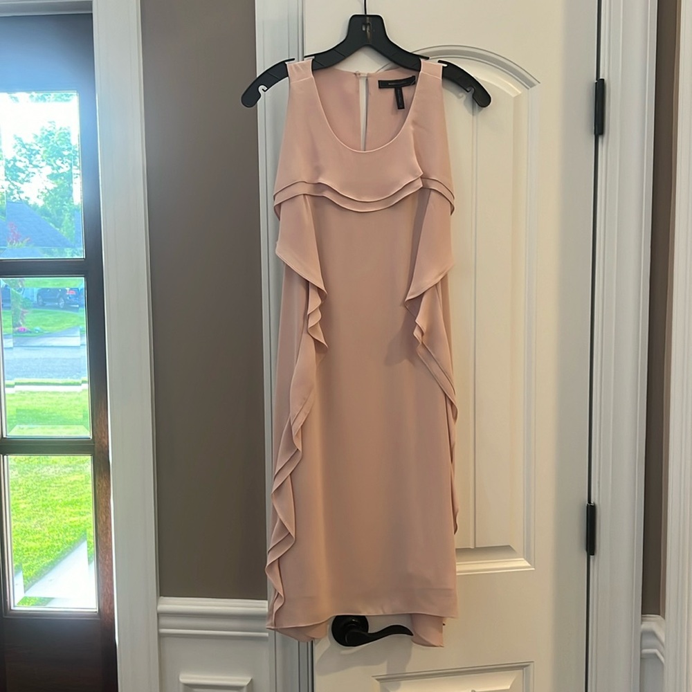 BCBG MAXAZRIA size small sleeveless ruffle cocktail dress peach/pink